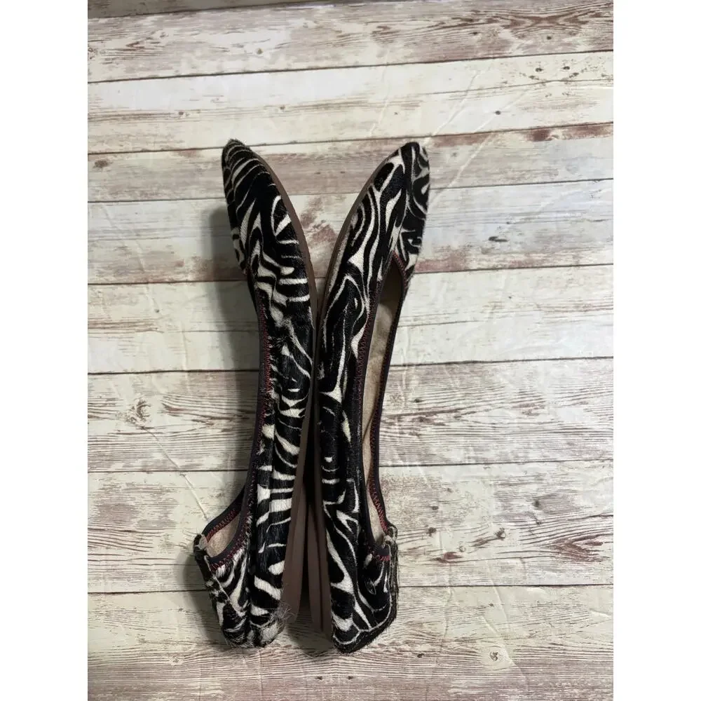 Hush Puppies Chaste Ballet Flat Zebra Print Calf Hair 9W Slip-On Shoes Comfort